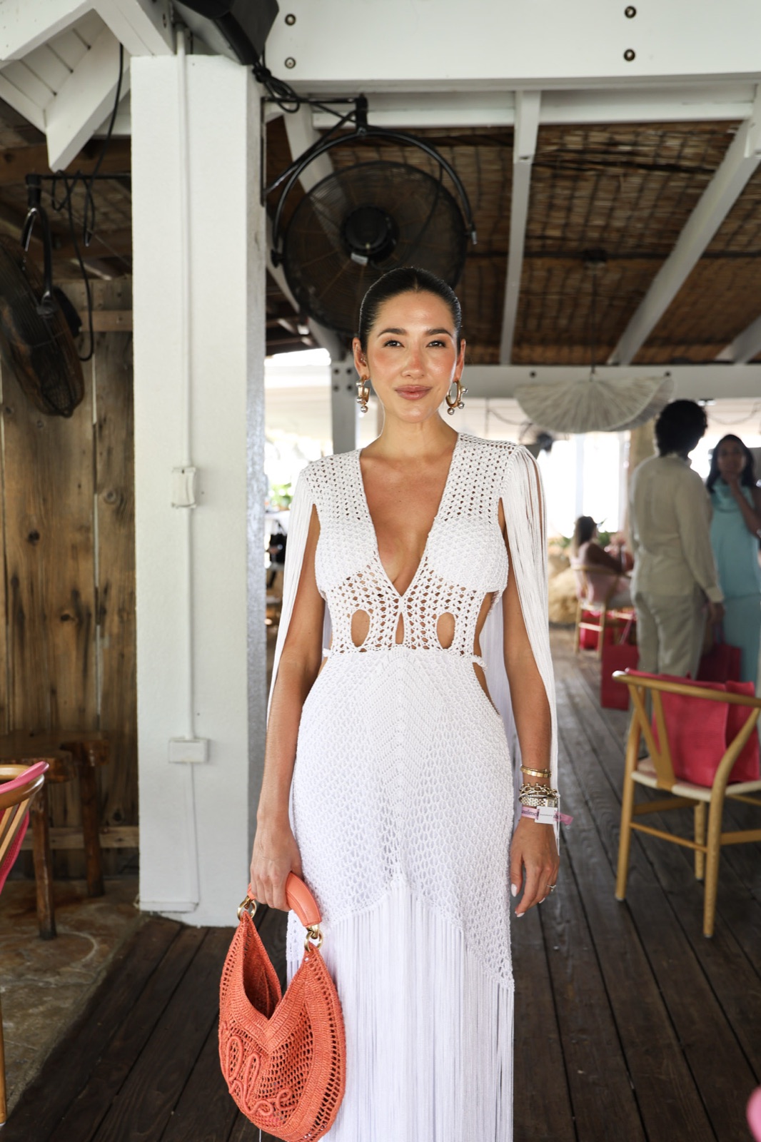 White-dress fashion on the beach