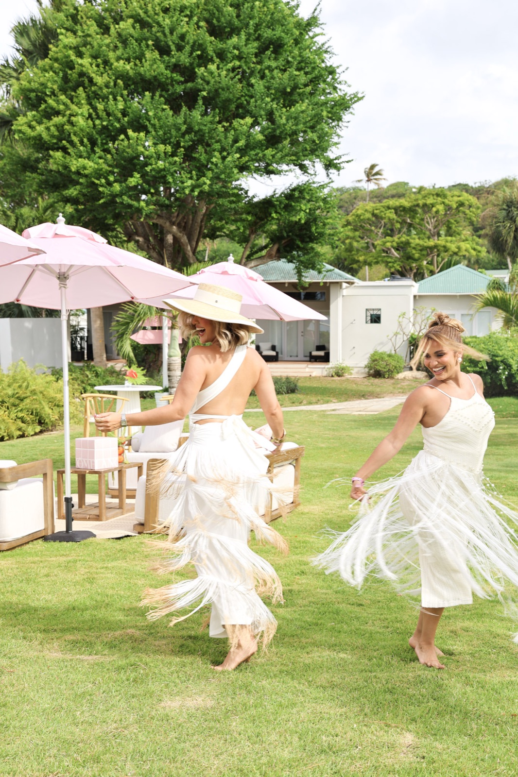 Guests in motion on the lawn
